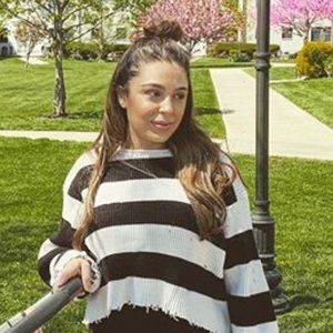 Black & White distressed striped sweater